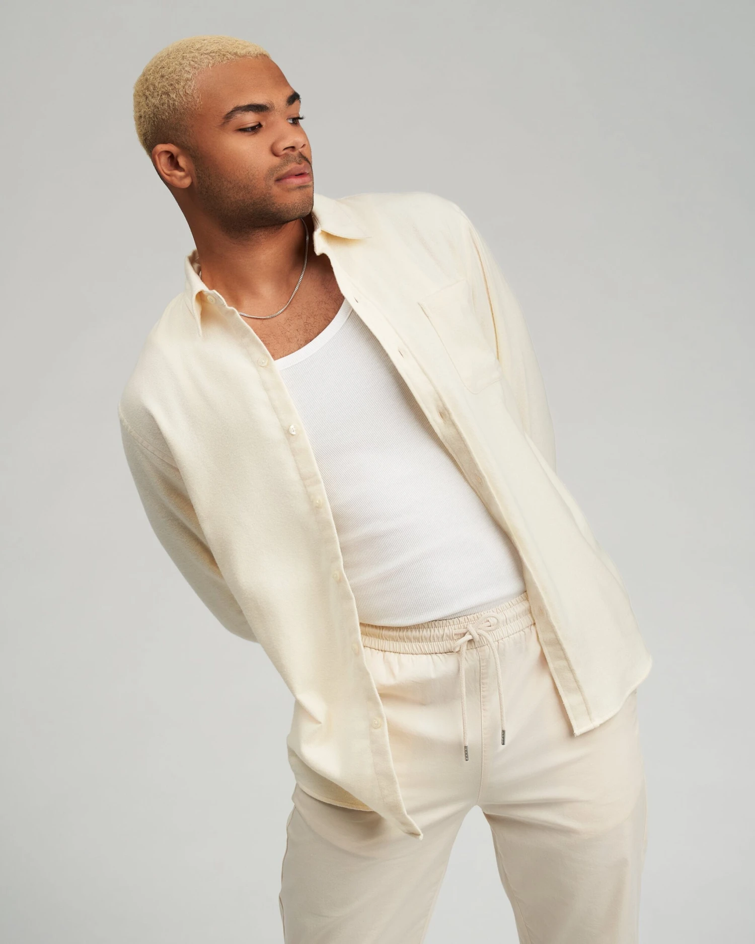 Colorful Standard Organic Flannel Shirt - Ivory White 2 Colorful Standard Organic Flannel Shirt - Ivory White - Image 2